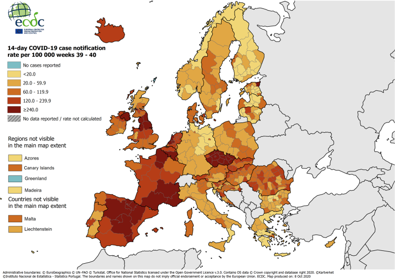 Peste o jumătate din statele UE sunt în zona roşie de risc epidemic