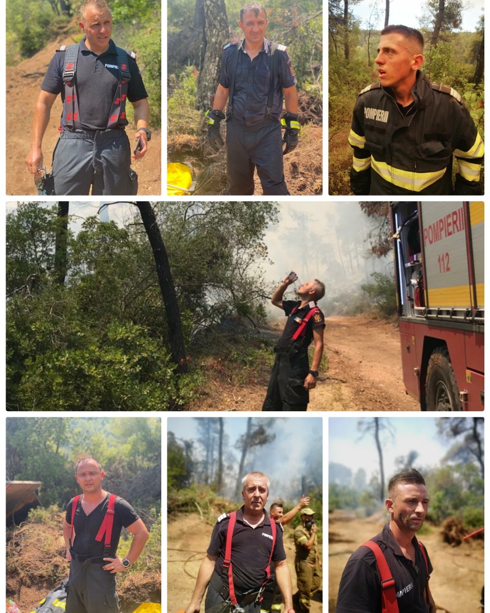 Pompierii români care ajută Grecia să stingă incendiile, lăudați pentru efortul și organizarea lor