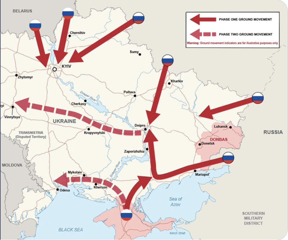 Ministerul Apărării din Anglia a făcut publică harta invaziei rusești în Ucraina